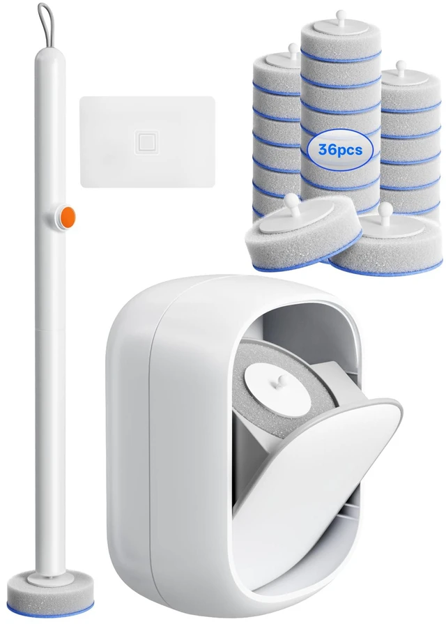 Main image of Disposable Toilet Cleaning System - Toilet Brush Kit with 36 High-Performance Refills, Wall Mounted Toilet Brush and Holder for Deep Cleaning Bathroom (Toilet Brush+36 Refills)