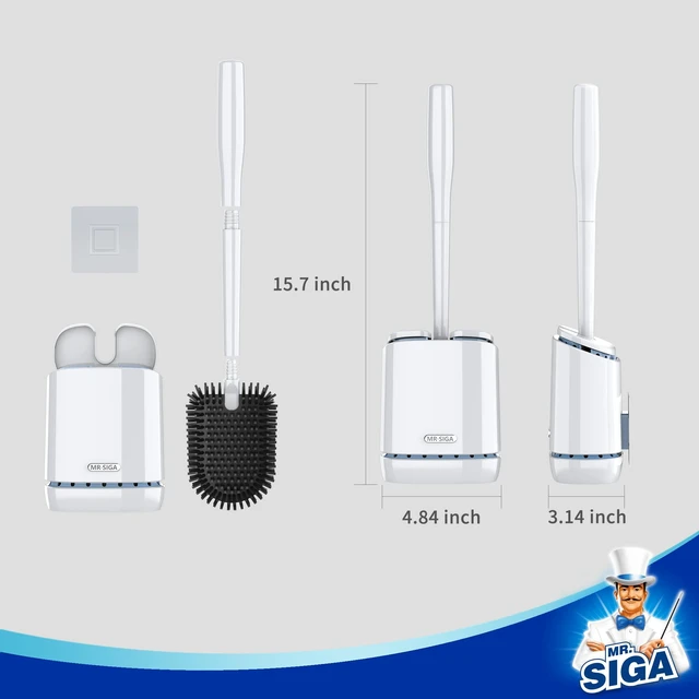 Alt view image 6 of 6 - Toilet Bowl Brush and Holder, Wall Mounted Toilet Brush, White | Automatic lid design, sturdy handle, upgraded ventilation, flexible thermoplastic rubber head, easy to clean and dry quickly