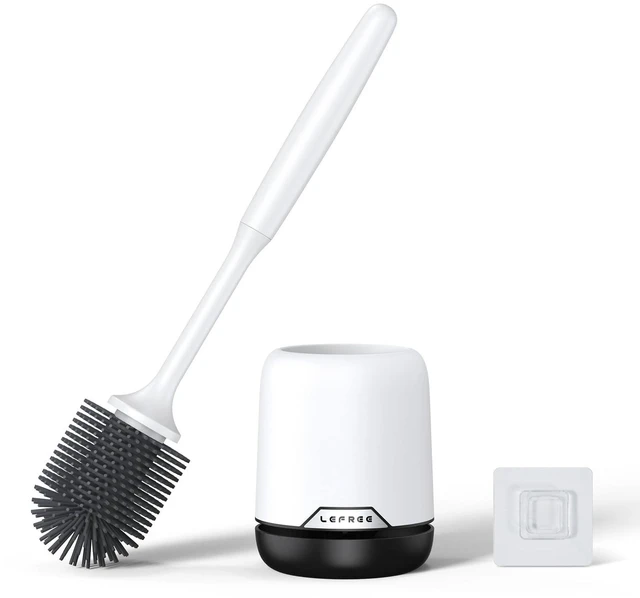 Main image of Silicone Toilet Brush and Holder Set with Ventilated Holder, Floor Standing & Wall Mounted Toilet Scrubber