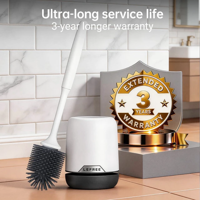 Alt view image 2 of 7 - Silicone Toilet Brush and Holder Set with Ventilated Holder, Floor Standing & Wall Mounted Toilet Scrubber
