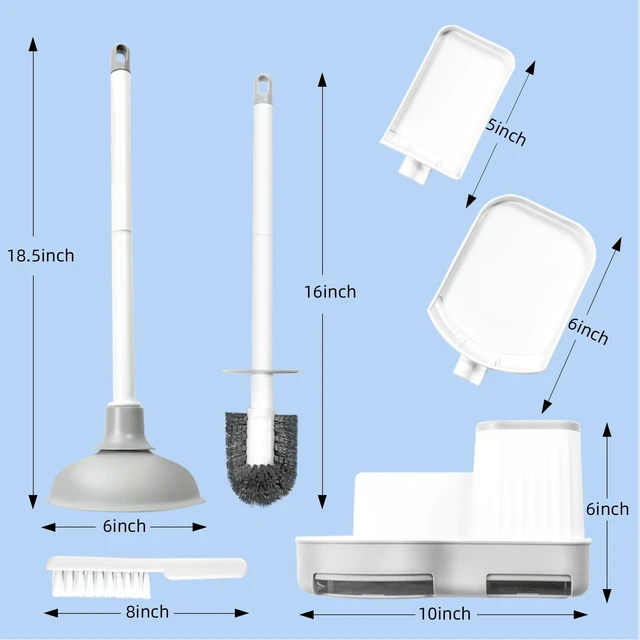 Alt view image 7 of 7 - 3 in 1 Toilet Brush & Plunger, Wall Mounted with Crevice Brush | Built-in Storage Holder. Rust-resistant, Durable. Non-Slip Grip. Easy to Install. For Bathroom, Floor & Tile Cleaning.