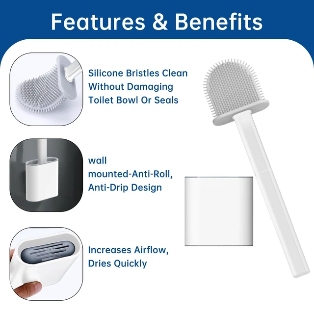 Alt view image 5 of 7 - RV Toilet Bowl Brush by, Silicone Bristles, Wall-Mounted, Anti-Roll & Anti-Drip Design | Safe for RV Toilets, Travel Trailers, Campers | Durable & Easy to Clean | Made by RVers for RVers