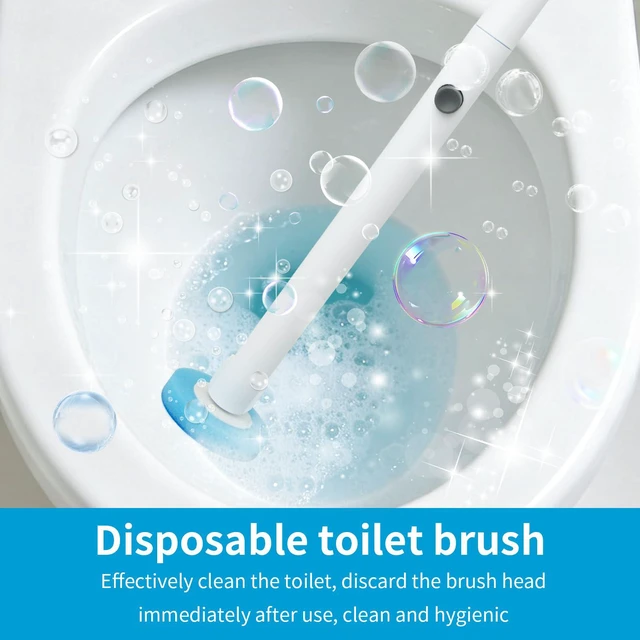 Alt view image 5 of 6 - Disposable Toilet Brush and Holder Set with 48 Refills, Square | Wall Mount Holder Design, Cleaning Wand Removes Limescale for Bathroom & Bathtub Sanitation