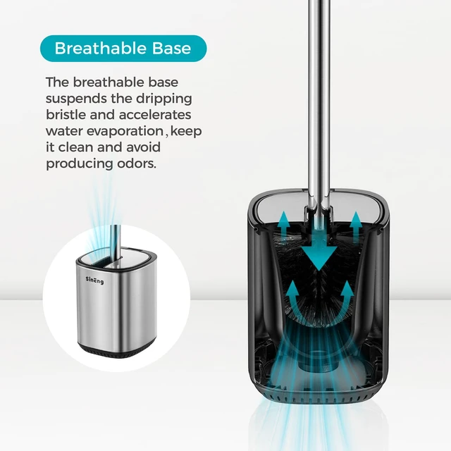 Alt view image 3 of 7 - Toilet Brush Holder Set Toilet Bowl Brush Stainless Steel Automatic Open lid Toilet Bowl Cleaner Brush with Durable Bristle Head Toilet Cleaning Brush for Bathroom