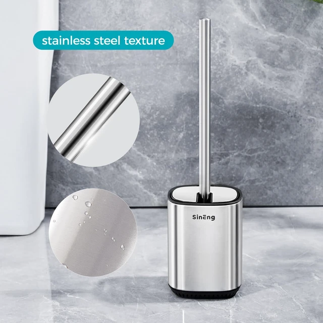 Alt view image 7 of 7 - Toilet Brush Holder Set Toilet Bowl Brush Stainless Steel Automatic Open lid Toilet Bowl Cleaner Brush with Durable Bristle Head Toilet Cleaning Brush for Bathroom
