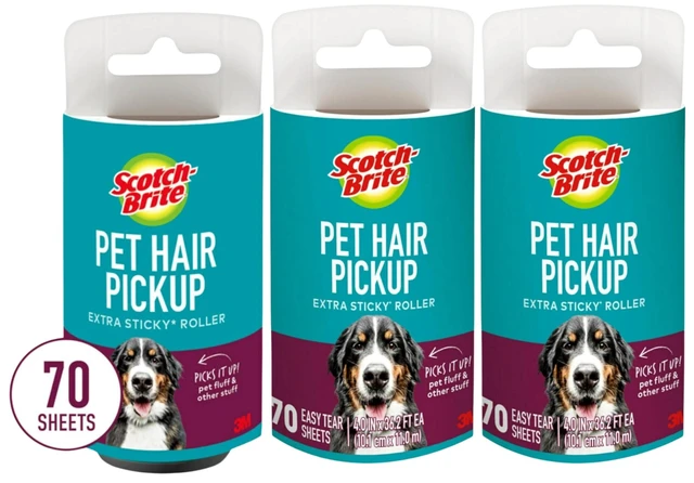 Alt view image 2 of 7 - Pet Hair Pickup Extra Sticky Lint Roller Refills, Refills Only, 50% Stickier, 4 in x 36.2 ft Each, 70 Sheets Per Refill, 3 Pack, 210 Total Sheets