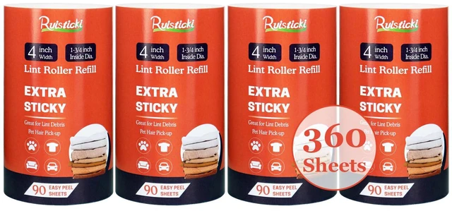 Main image of 4 inch Lint Roller Refills Only for Scotch Brite, Everyday Clean Lint Roller Refills 4 Pack, Pet Hair Pickup Extra Sticky 90 Sheets per Refill, 360 Adhesive Sheets Total (1 3/4 inch Inside Diameter)