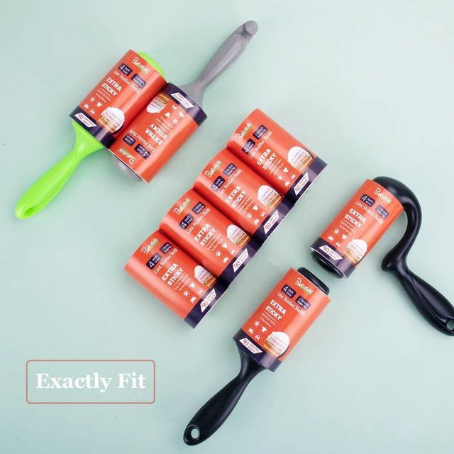 Alt view image 2 of 7 - 4 inch Lint Roller Refills Only for Scotch Brite, Everyday Clean Lint Roller Refills 4 Pack, Pet Hair Pickup Extra Sticky 90 Sheets per Refill, 360 Adhesive Sheets Total (1 3/4 inch Inside Diameter)