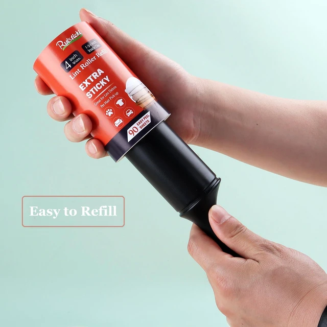 Alt view image 7 of 7 - 4 inch Lint Roller Refills Only for Scotch Brite, Everyday Clean Lint Roller Refills 4 Pack, Pet Hair Pickup Extra Sticky 90 Sheets per Refill, 360 Adhesive Sheets Total (1 3/4 inch Inside Diameter)