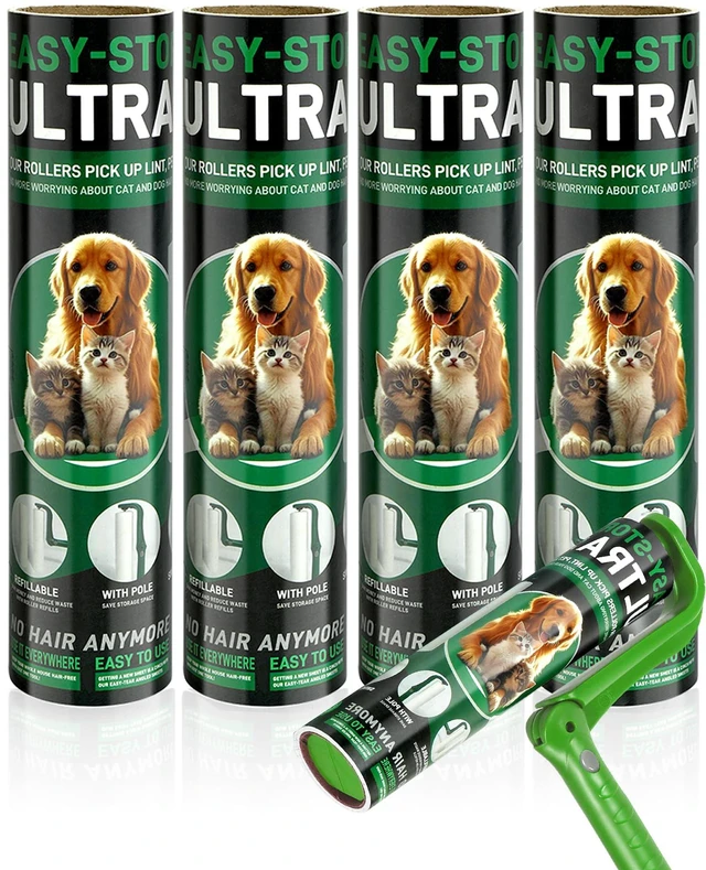 Main image of 10" Large Lint Roller Refills for Pet Hair Extra Sticky, 4 Rolls | 200 Sheets Big Lint Roller Refill Compatible with Evercare Mega Lint Roller for Floor Carpets Couch, Not Include Handle