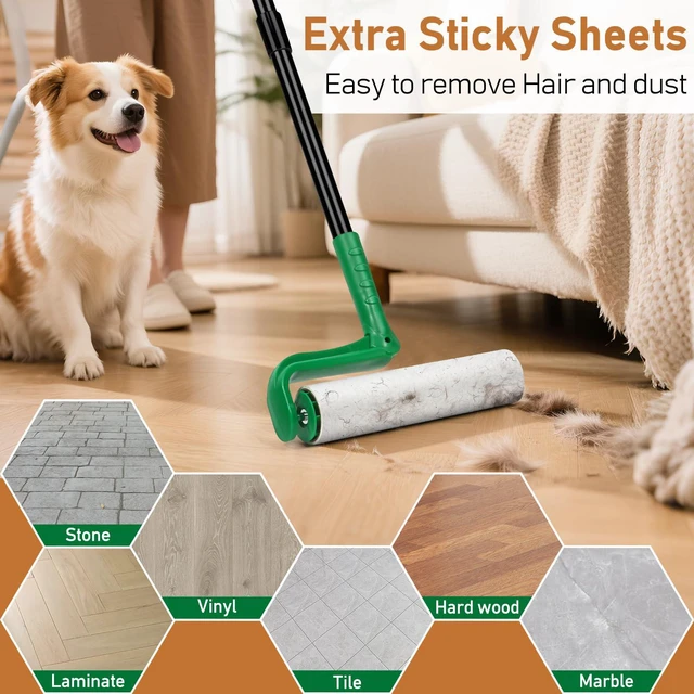 Alt view image 3 of 5 - 10" Large Lint Roller Refills for Pet Hair Extra Sticky, 4 Rolls | 200 Sheets Big Lint Roller Refill Compatible with Evercare Mega Lint Roller for Floor Carpets Couch, Not Include Handle