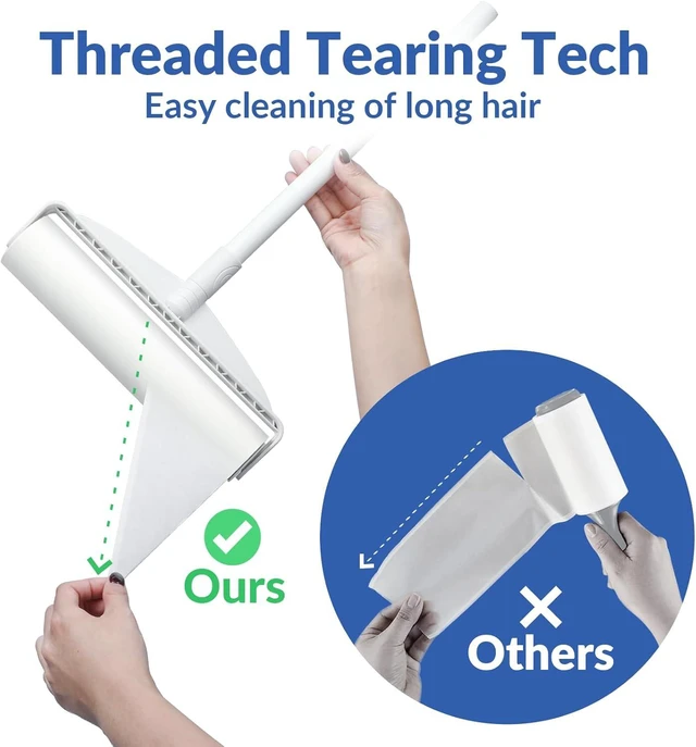 Alt view image 6 of 6 - 9.45 Large Lint Roller Refills, 2 Packs, 180 Extra Sticky Sheets | Sticky Roller Refills, Easy Tear Sheets, Compatible Only with DELOMO 9.45 Lint Roller, Floors, Carpets, Couches, Pet Hair