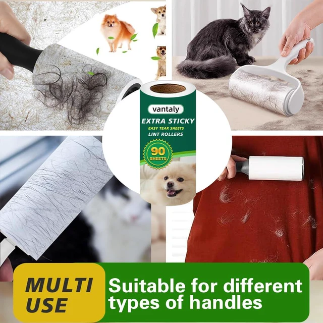 Alt view image 2 of 7 - Extra Sticky Lint Roller Refills,Fits Most 3.9"-4" Standard Size Lint Roller with Inner Diameter at 1.5", 8 Pack with 720 Sheets Total, Pet Hair Remover for Clothes, Car, Furniture