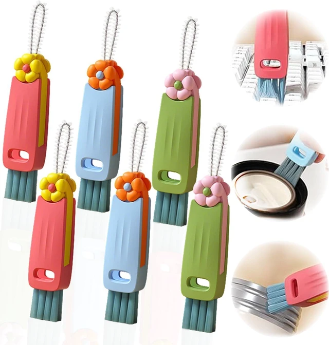 Main image of 3 in 1 Cup Lid Gap Cleaning Brush Set, Bottle Cleaning Brush Multifunctional Bottle Cleaner Brush Home Kitchen Cleaning Tools, 6PCS Mix Colors
