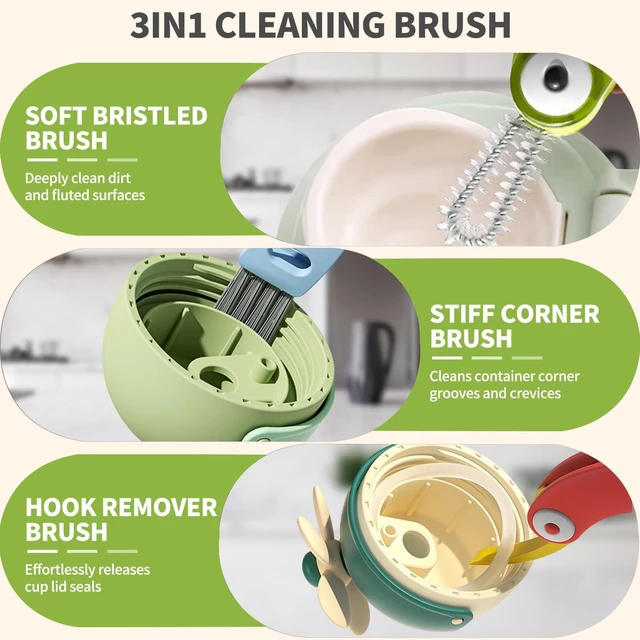 Alt view image 3 of 7 - 3 in 1 Cup Lid Gap Cleaning Brush Set, 3PCS Multifunctional Bottle Cleaner Bottle Cleaning Brush for Bottle Gaps Home Kitchen Cleaning Tools