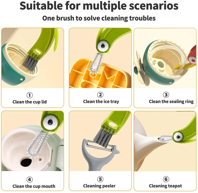 Alt view image 5 of 7 - 3 in 1 Cup Lid Gap Cleaning Brush Set, 3PCS Multifunctional Bottle Cleaner Bottle Cleaning Brush for Bottle Gaps Home Kitchen Cleaning Tools