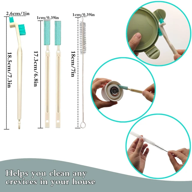 Alt view image 2 of 7 - Small Household Cleaning Brushes by ELEMGULY,18 Pcs Crevice Brush for Hole, Gap, Corner, Space, Micro Crevice Scrub Cleaner Tool for Bottle, Keyboard, Window, Door Track