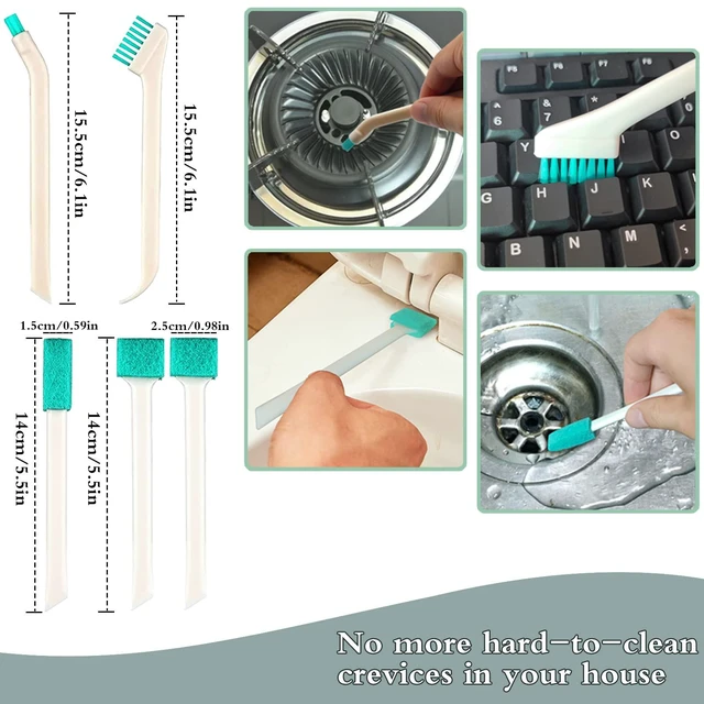 Alt view image 3 of 7 - Small Household Cleaning Brushes by ELEMGULY,18 Pcs Crevice Brush for Hole, Gap, Corner, Space, Micro Crevice Scrub Cleaner Tool for Bottle, Keyboard, Window, Door Track