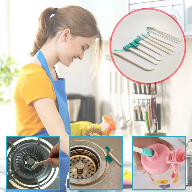 Alt view image 7 of 7 - Small Household Cleaning Brushes by ELEMGULY,18 Pcs Crevice Brush for Hole, Gap, Corner, Space, Micro Crevice Scrub Cleaner Tool for Bottle, Keyboard, Window, Door Track