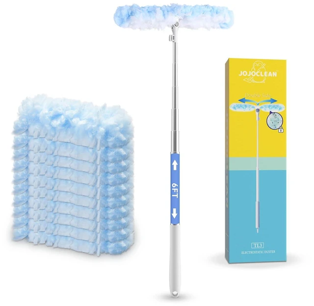 Main image of 6 ft Extendable Duster Handle with 10 Refills, Compatible with Swiffer, Disposable Microfiber Dusting Pads for Home Cleaning, Ceiling, Fan, Window, Hard-to-Reach Areas