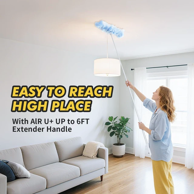 Alt view image 2 of 6 - 6 ft Extendable Duster Handle with 10 Refills, Compatible with Swiffer, Disposable Microfiber Dusting Pads for Home Cleaning, Ceiling, Fan, Window, Hard-to-Reach Areas