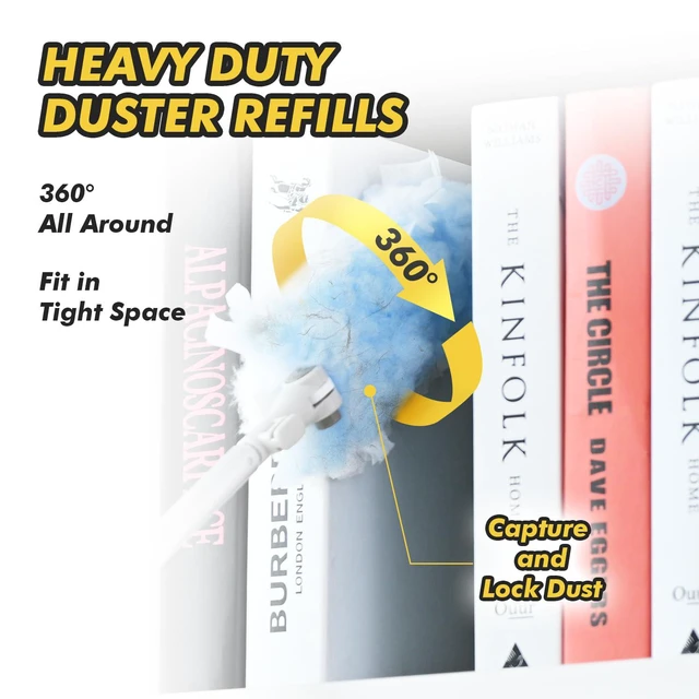 Alt view image 4 of 6 - 6 ft Extendable Duster Handle with 10 Refills, Compatible with Swiffer, Disposable Microfiber Dusting Pads for Home Cleaning, Ceiling, Fan, Window, Hard-to-Reach Areas