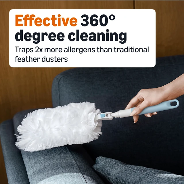 Alt view image 2 of 6 - 360° Heavy Duty Duster Kit with Extendable Handle and 6 Microfiber Plumes Refills for Pet Hair