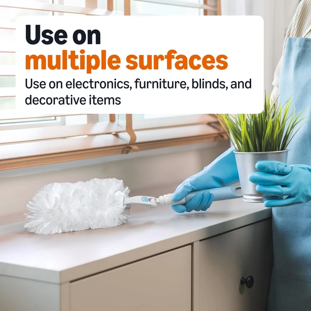 Alt view image 5 of 6 - 360° Heavy Duty Duster Kit with Extendable Handle and 6 Microfiber Plumes Refills for Pet Hair