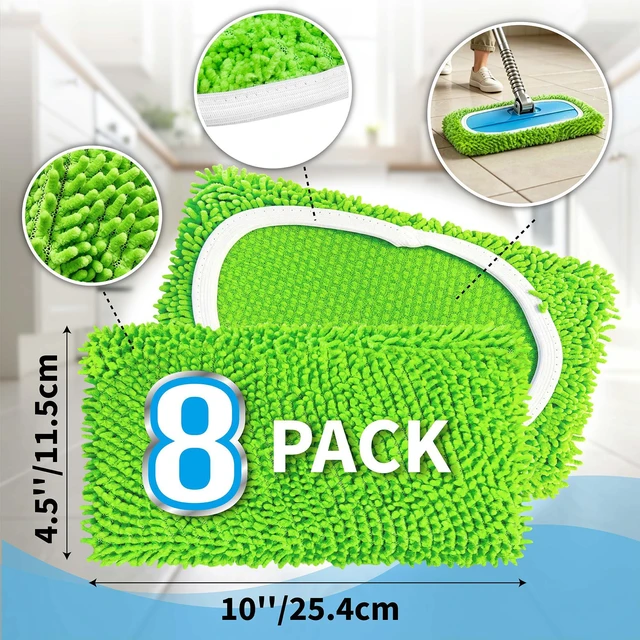 Alt view image 2 of 6 - 8 Pack Microfiber Replacement Mop Pads for Swiffer Sweeper | Reusable Wet & Dry Flat Mop Covers for All Hard Surfaces