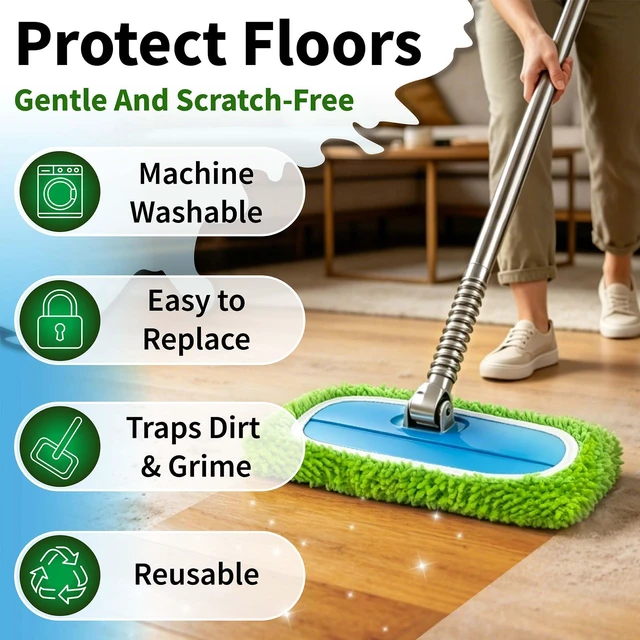 Alt view image 3 of 6 - 8 Pack Microfiber Replacement Mop Pads for Swiffer Sweeper | Reusable Wet & Dry Flat Mop Covers for All Hard Surfaces