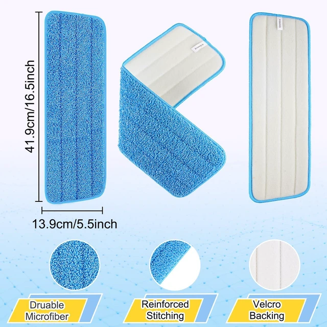 Alt view image 3 of 7 - 16.5 inch Reusable Mop Pads Microfiber Spray Mop Replacement Heads for Wet/Dry Mops Compatible with Bona Floor Care System (5 Pack)