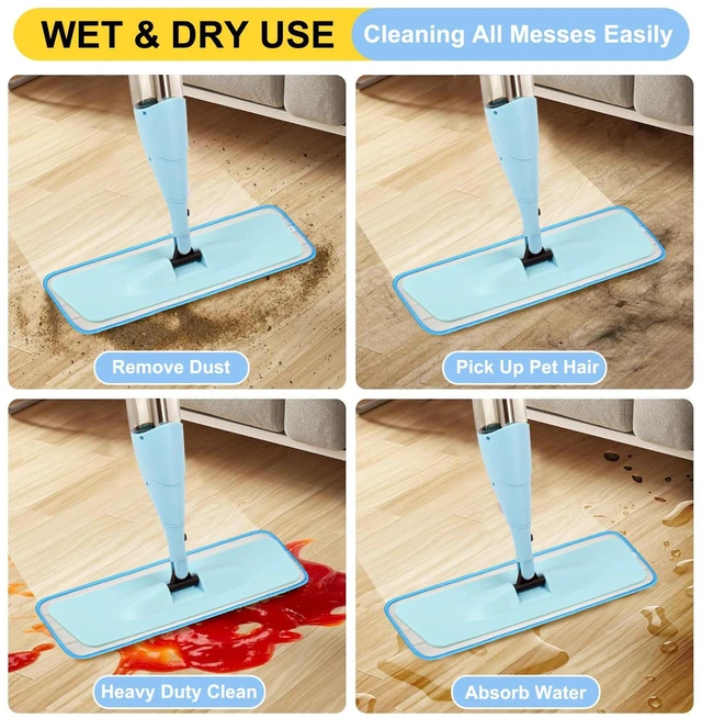 Alt view image 6 of 7 - 16.5 inch Reusable Mop Pads Microfiber Spray Mop Replacement Heads for Wet/Dry Mops Compatible with Bona Floor Care System (5 Pack)