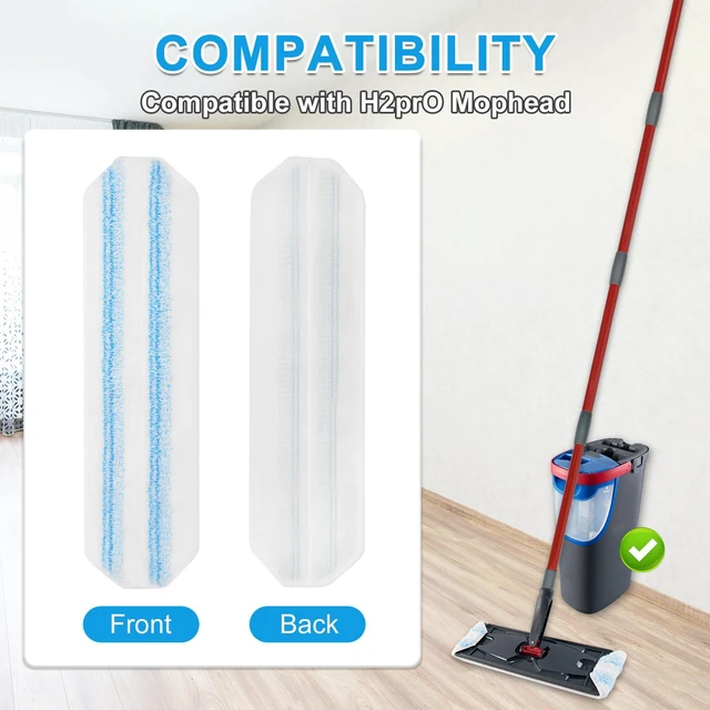 Alt view image 2 of 7 - Mop Replacement Pads for Ocedar H2prO Flat Mop, 4 Pack Mop Refills for O-Cedar H2pro Flat Mop, Machine Washable Reusable Microfiber Mop Heads Replacements for Ocedar H2 Pro Mop