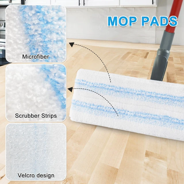 Alt view image 3 of 7 - Mop Replacement Pads for Ocedar H2prO Flat Mop, 4 Pack Mop Refills for O-Cedar H2pro Flat Mop, Machine Washable Reusable Microfiber Mop Heads Replacements for Ocedar H2 Pro Mop