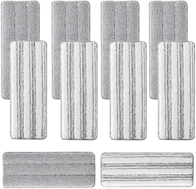Main image of 10 Pack Mop Replacement Pads for Joymoop, 13 x 4.9 in Refills | Washable, reusable microfiber pads fit most 11-13-inch flat mops and deliver strong absorption for wet or dry floor cleaning