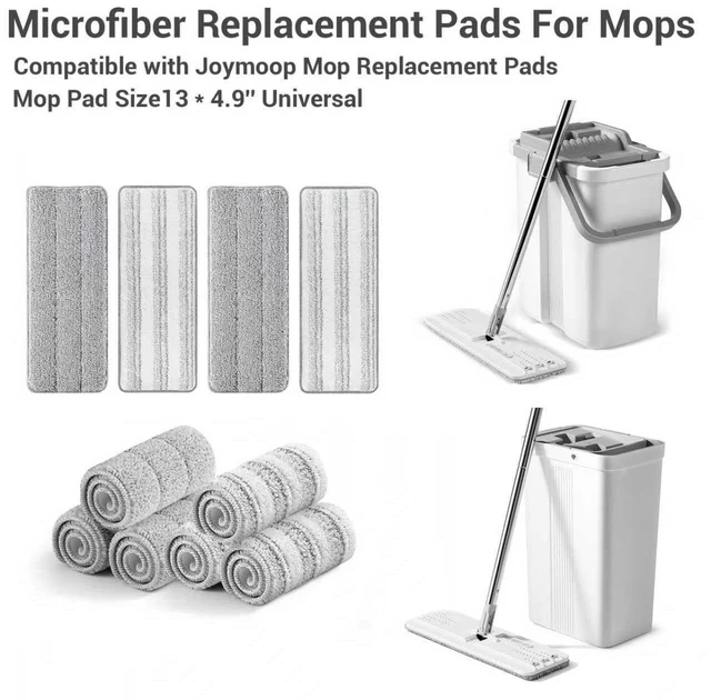 Alt view image 7 of 7 - 10 Pack Mop Replacement Pads for Joymoop, 13 x 4.9 in Refills | Washable, reusable microfiber pads fit most 11-13-inch flat mops and deliver strong absorption for wet or dry floor cleaning