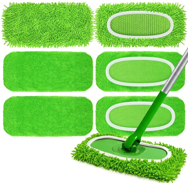 Main image of 6-Pack Reusable Microfiber Mop Pads - Washable Wet & Dry Replacement Refill Cloths - Soft Dusting Pads Compatible with Most Flat Mops for Hardwood, Tile & Multi-Surface Floor Cleaning
