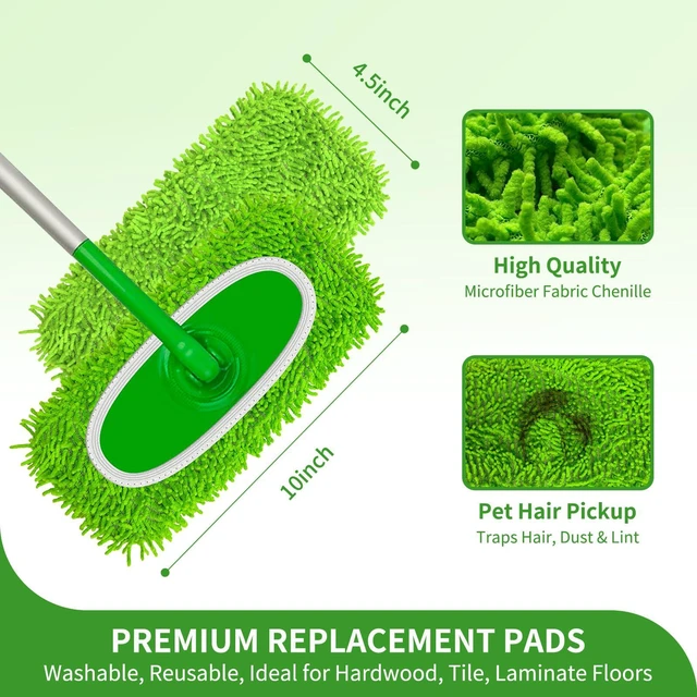 Alt view image 2 of 7 - 6-Pack Reusable Microfiber Mop Pads - Washable Wet & Dry Replacement Refill Cloths - Soft Dusting Pads Compatible with Most Flat Mops for Hardwood, Tile & Multi-Surface Floor Cleaning