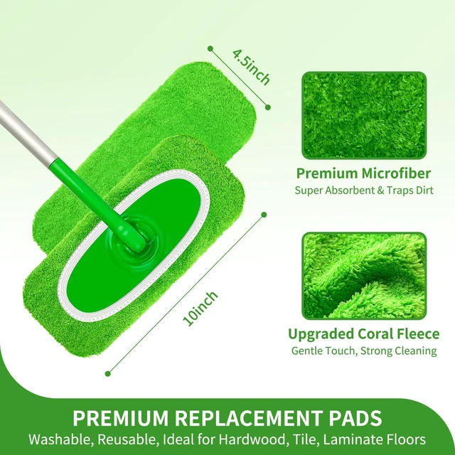 Alt view image 3 of 7 - 6-Pack Reusable Microfiber Mop Pads - Washable Wet & Dry Replacement Refill Cloths - Soft Dusting Pads Compatible with Most Flat Mops for Hardwood, Tile & Multi-Surface Floor Cleaning