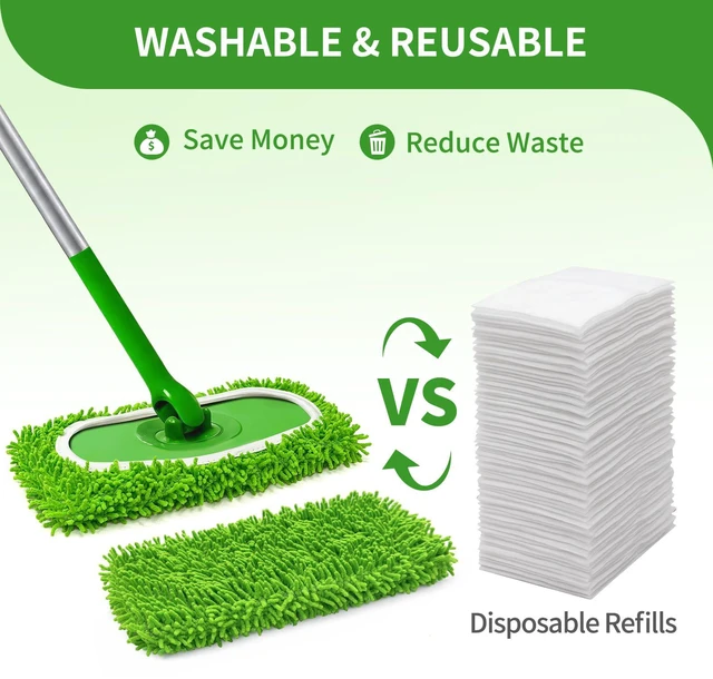 Alt view image 5 of 7 - 6-Pack Reusable Microfiber Mop Pads - Washable Wet & Dry Replacement Refill Cloths - Soft Dusting Pads Compatible with Most Flat Mops for Hardwood, Tile & Multi-Surface Floor Cleaning