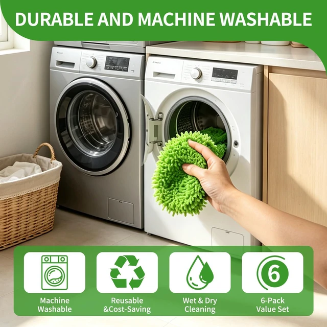 Alt view image 7 of 7 - 6-Pack Reusable Microfiber Mop Pads - Washable Wet & Dry Replacement Refill Cloths - Soft Dusting Pads Compatible with Most Flat Mops for Hardwood, Tile & Multi-Surface Floor Cleaning
