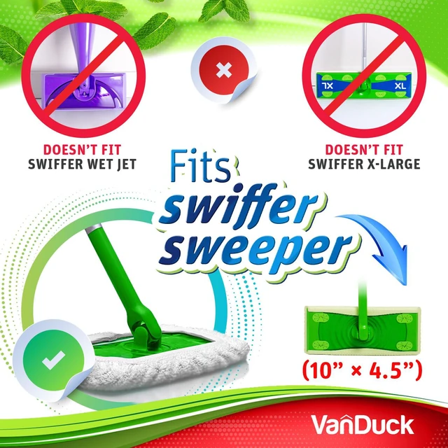 Alt view image 2 of 7 - Reusable 100% Cotton Mop Pads for Swiffer Sweeper (4-Pack) | Mop not included, reusable terry cloth mop covers, cotton replacement refills, machine washable wet mopping pads