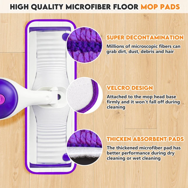 Alt view image 3 of 7 - Mop Pads for Swiffer PowerMop: Microfiber Mop Refills Replacement | 7PCS Washable Mop Refills Pads for Dry Wet Cleaning, Flat Floor Mops Pad for Dusting, Spay Mop Replacement Head for Hardwood