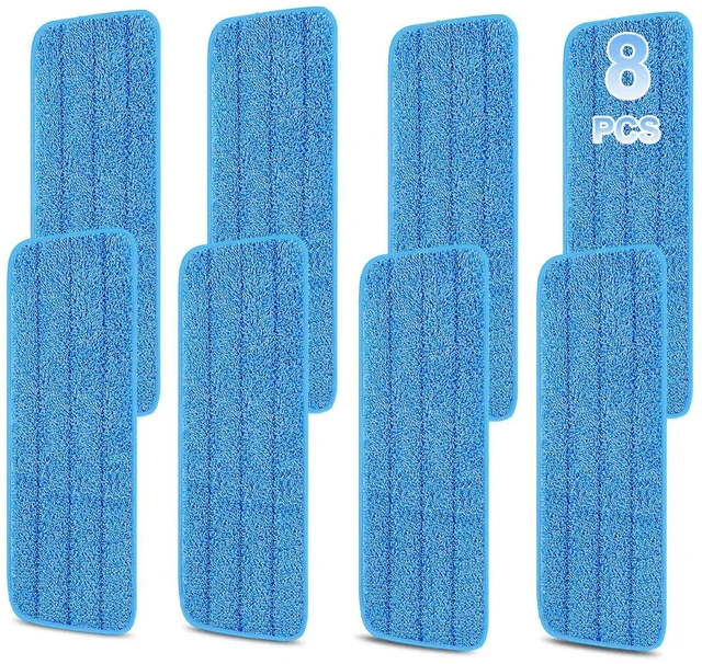 Main image of 8 Pack 16.5 inch Reusable Mop Pads Microfiber Spray Mop Replacement Heads for Wet/Dry Mops Compatible with Bona Floor Care System