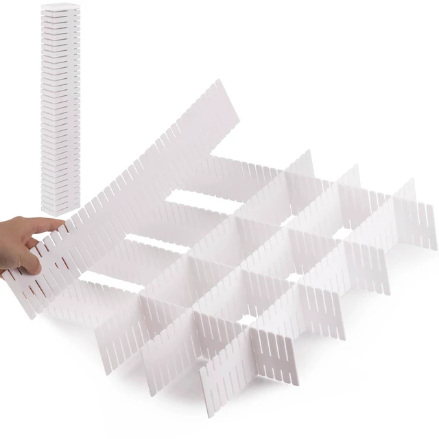 Main image of 20Pcs Drawer Organizer Dividers 17"x2.8" Adjustable Storage Organizer Separator for Socks, Underwear, Makeup, Kitchen, Dresser