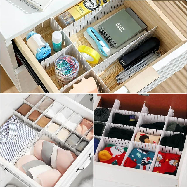 Alt view image 6 of 7 - 20Pcs Drawer Organizer Dividers 17"x2.8" Adjustable Storage Organizer Separator for Socks, Underwear, Makeup, Kitchen, Dresser