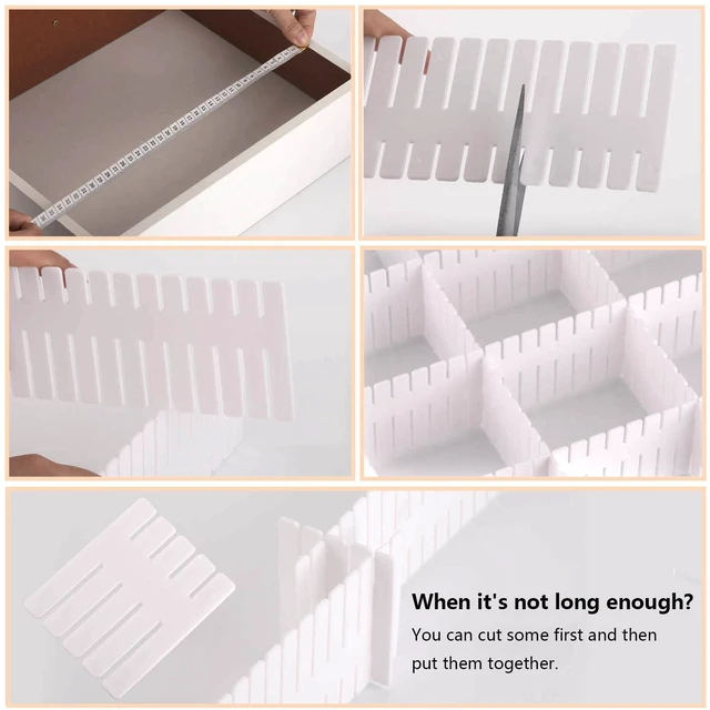 Alt view image 7 of 7 - 20Pcs Drawer Organizer Dividers 17"x2.8" Adjustable Storage Organizer Separator for Socks, Underwear, Makeup, Kitchen, Dresser
