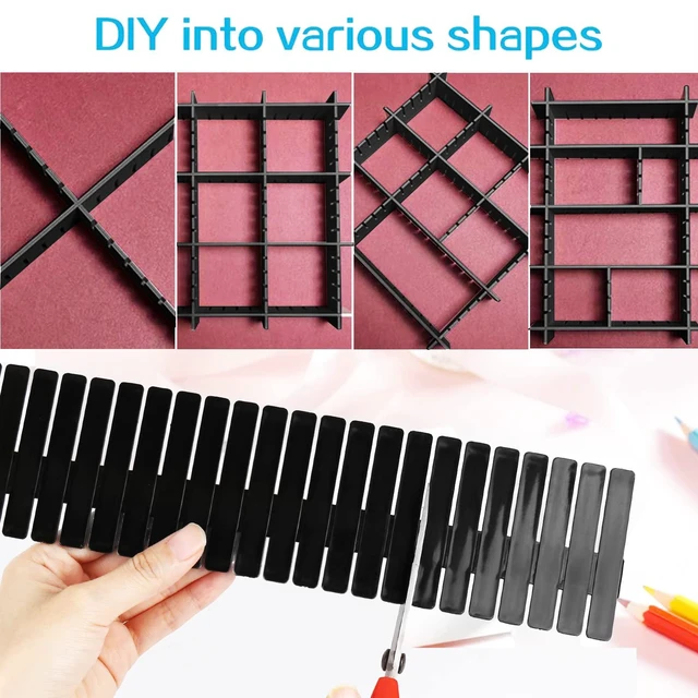 Alt view image 3 of 5 - Drawer Dividers 8pcs Adjustable Plastic Divider Household Storage Thickening Sub-Grid Finishing Shelves for Home Tidy Closet Stationary Makeup Socks Underwear Scarves Organizer (Black)