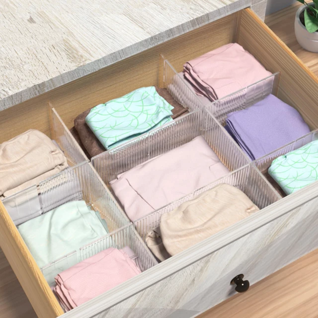 Alt view image 4 of 6 - 8pcs Adjustable Grid Drawer Dividers DIY Plastic Closet Separator Tidy Organizer Container 32.5 * 7cm/ 12.8 * 2.8inch for Underwear Socks Belt Office Supplies(Transparent White)