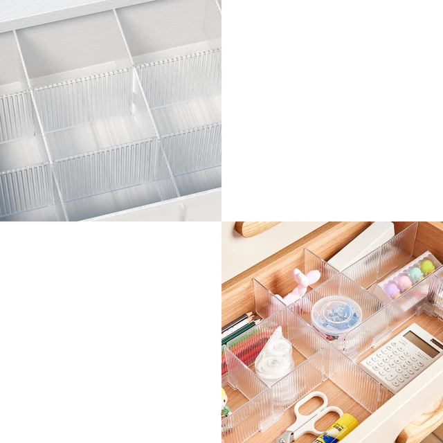 Alt view image 6 of 6 - 8pcs Adjustable Grid Drawer Dividers DIY Plastic Closet Separator Tidy Organizer Container 32.5 * 7cm/ 12.8 * 2.8inch for Underwear Socks Belt Office Supplies(Transparent White)